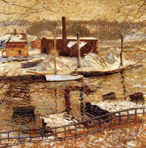 Painting Code#41203-Ernest Lawson - River Scene in Winter
