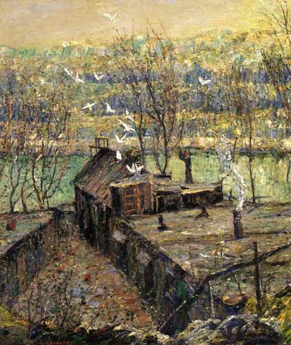 Painting Code#41207-Ernest Lawson - The Pigeon Coop