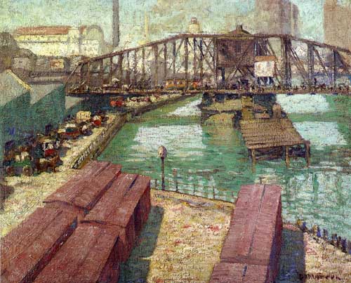 Painting Code#41218-Charles William Dahlgreen - Rush Street Bridge