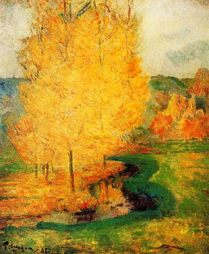 Painting Code#41264-Gauguin, Paul - By the Stream, Autumn