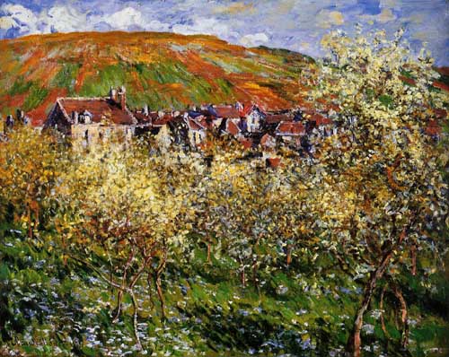 Painting Code#41273-Monet, Claude - Plum Trees in Blossom at Vetheuil