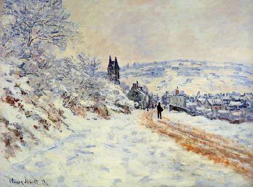 Painting Code#41279-Monet, Claude - The Road to Vetheuil, Snow Effect