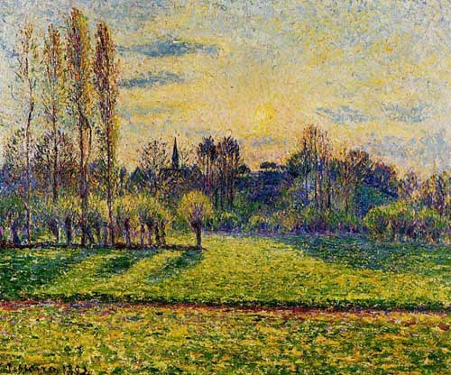 Painting Code#41295-Pissarro, Camille - View of Bazincourt, Sunset