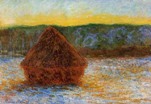 Painting Code#41342-Monet, Claude - Grainstack, Thaw, Sunset