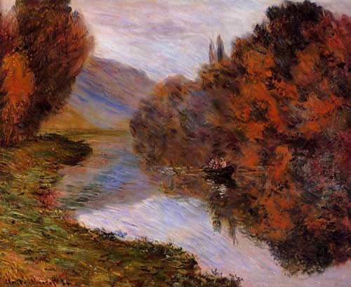 Painting Code#41401-Monet, Claude - Rowboat on the Seine at Jeufosse