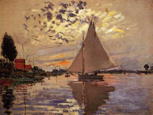 Painting Code#41402-Monet, Claude - Sailboat at Le Petit-Gennevilliers