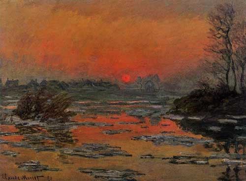 Painting Code#41408-Monet, Claude - Sunset on the Seine in Winter
