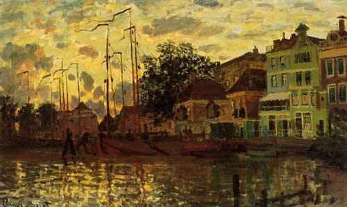 Painting Code#41428-Monet, Claude - The Dike at Zaandam, Evening
