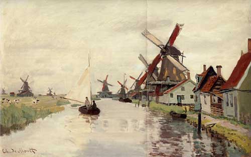 Painting Code#41528-Monet, Claude - Windmills in Holland
