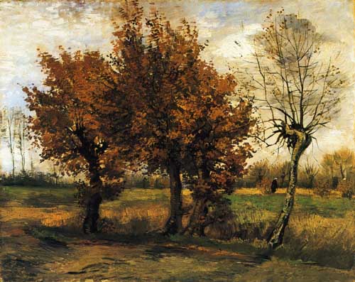 Painting Code#41537-Vincent Van Gogh - Autumn Landscape with Four Trees