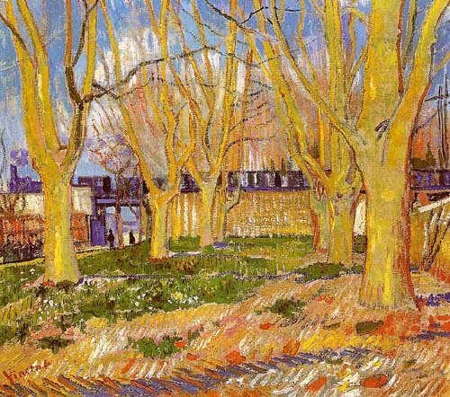 Painting Code#41539-Vincent Van Gogh - Avenue of Plane Trees near Arles Station