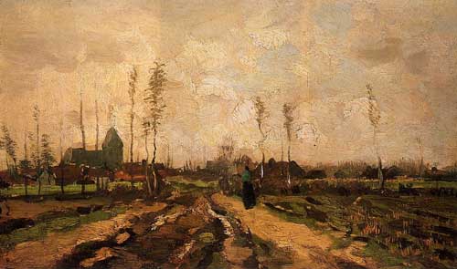 Painting Code#41565-Vincent Van Gogh - Landscape with Church and Farms