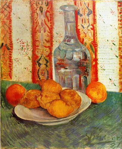Painting Code#41590-Vincent Van Gogh - Still Life with Decanter and Lemons on a Plate