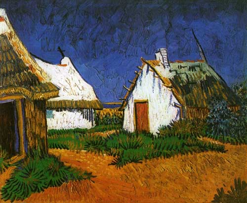 Painting Code#41614-Vincent Van Gogh - Three White Cottages in Saintes-Maries