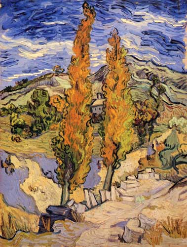 Painting Code#41617-Vincent Van Gogh - Two Poplars on a Hill