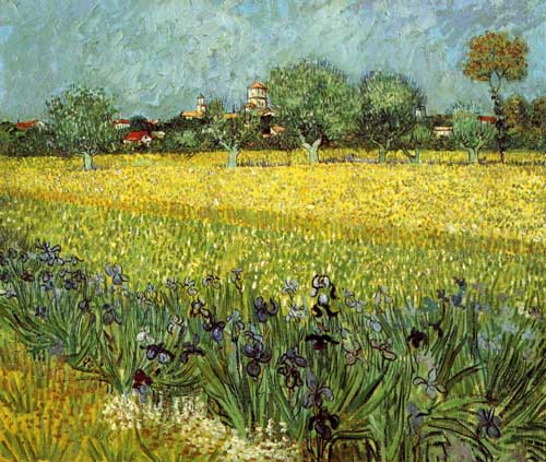 Painting Code#41628-Vincent Van Gogh - View of Arles with Irises