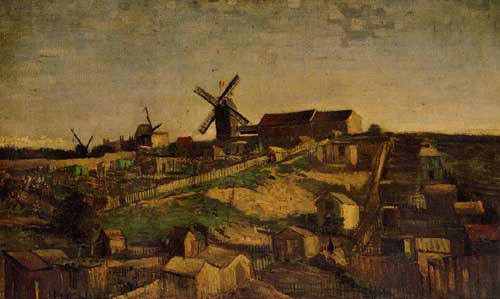 Painting Code#41629-Vincent Van Gogh - View of Montmartre with Windmills