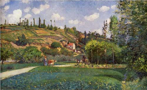 Painting Code#41643-Pissarro, Camille - A Cowherd on the Route de Chou, Pontoise