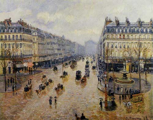 Painting Code#41660-Pissarro, Camille - Avenue de l&#039;Opera, Rain Effect