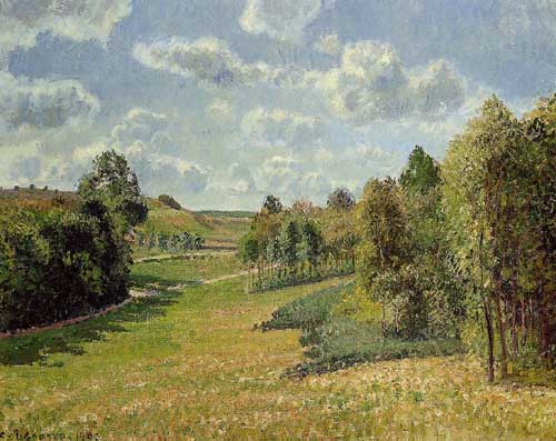 Painting Code#41664-Pissarro, Camille - Berneval Meadows, Morning