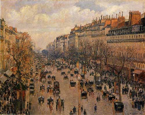 Painting Code#41670-Pissarro, Camille - Boulevard Montmartre, Afternoon, Sunlight 