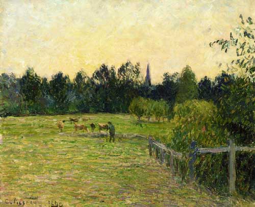 Painting Code#41684-Pissarro, Camille - Cowherd in a Field at Eragny