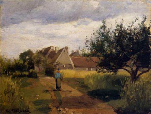 Painting Code#41690-Pissarro, Camille - Entering a Village