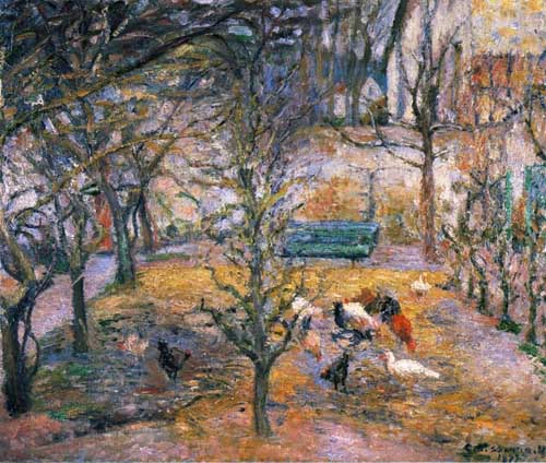 Painting Code#41697-Pissarro, Camille - Farmyard at the Maison Rouge, Pontoise
