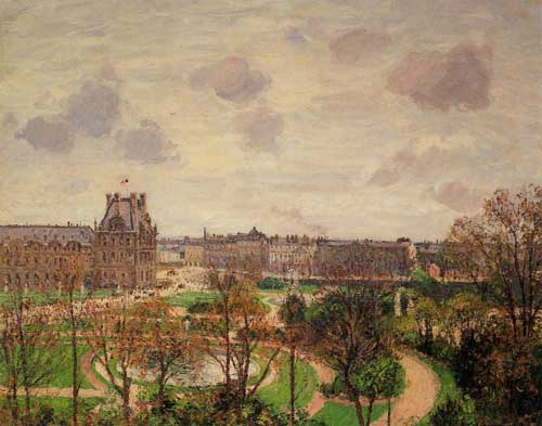 Painting Code#41704-Pissarro, Camille - Garden of the Louvre, Morning, Grey Weather