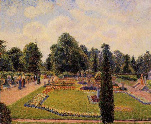Painting Code#41712-Pissarro, Camille - Kew Gardens, Path between the Pond and the Palm House