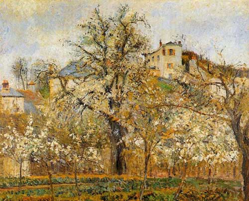 Painting Code#41713-Pissarro, Camille - Kitchen Garden witih Trees in Flower, Spring, Pontoise