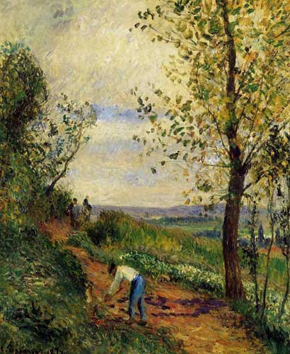 Painting Code#41733-Pissarro, Camille - Landscape with a Man Digging