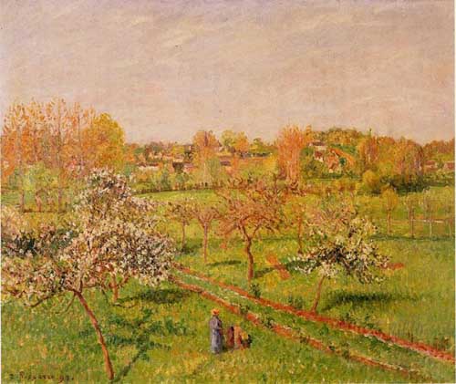 Painting Code#41764-Pissarro, Camille - Morning, Flowering Apple Trees, Eragny