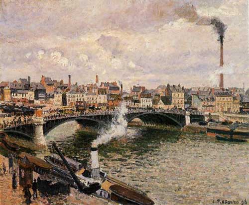Painting Code#41765-Pissarro, Camille - Morning, Overcast Day, Rouen