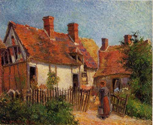 Painting Code#41774-Pissarro, Camille - Old Houses at Eragny