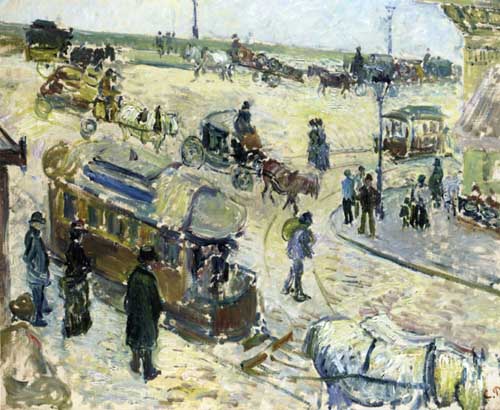 Painting Code#41782-Pissarro, Camille - Place de la Republique, Rouen (with Tramway)