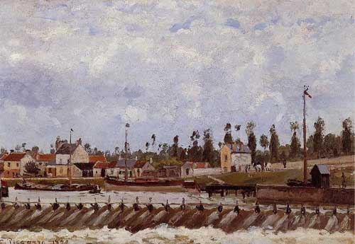 Painting Code#41789-Pissarro, Camille - Pontoise Dam