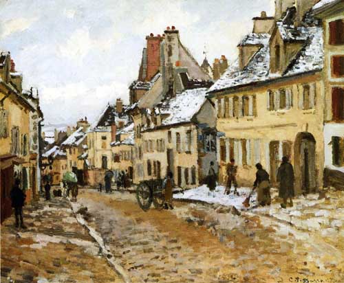 Painting Code#41792-Pissarro, Camille - Pontoise, the Road to Gisors in Winter