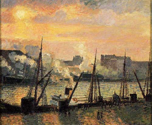 Painting Code#41799-Pissarro, Camille - Quay in Rouen, Sunset