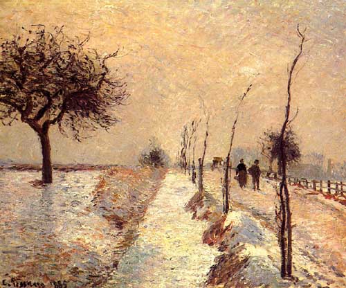 Painting Code#41804-Pissarro, Camille - Road at Eragny, Winter