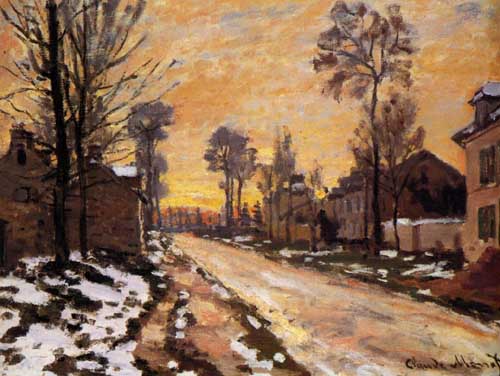Painting Code#41805-Pissarro, Camille - Road at Louveciennes, Melting Snow, Sunset