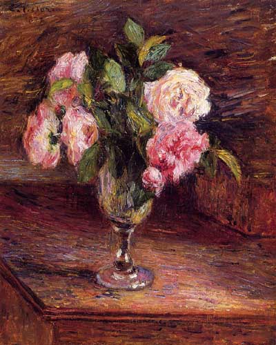 Painting Code#41809-Pissarro, Camille - Roses in a Glass