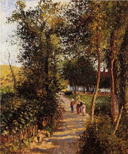 Painting Code#41813-Pissarro, Camille - Route de Berneval0le-Petit (A.K.A Maison Thievain)