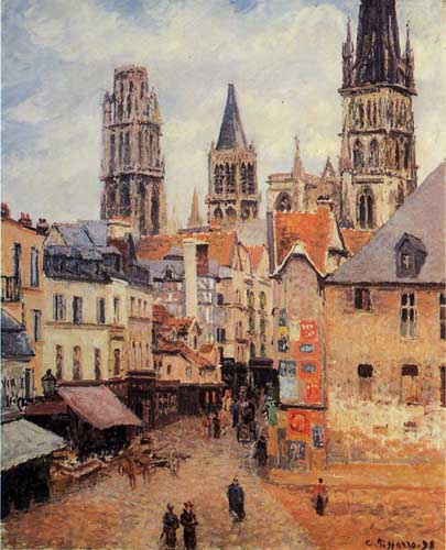 Painting Code#41816-Pissarro, Camille - Rue de l&#039;Eppicerie, Rouen, Morning, Grey Weather