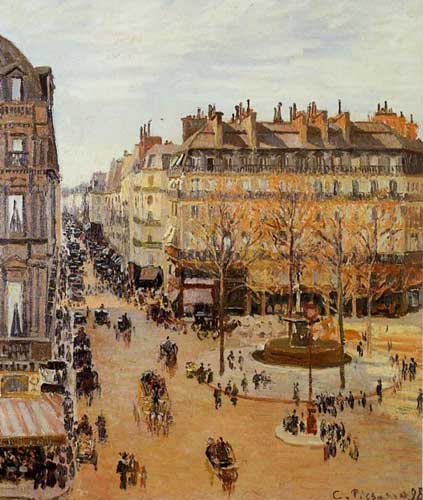 Painting Code#41817-Pissarro, Camille - Rue Saint Honore, Sun Effect, Afternoon