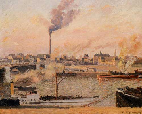 Painting Code#41821-Pissarro, Camille - Saint-Sever, Rouen, Morning, Five O&#039;Clock