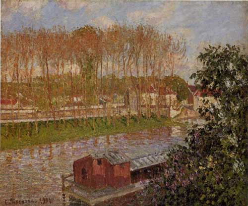 Painting Code#41824-Pissarro, Camille - Setting Sun at Moret