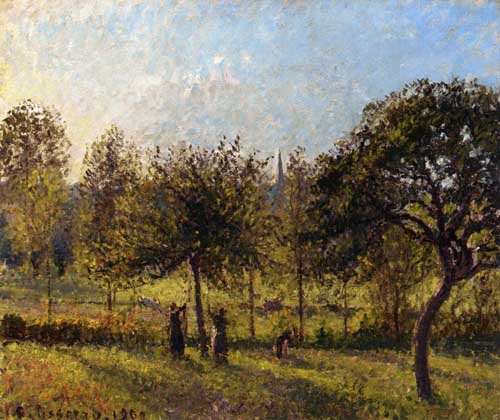 Painting Code#41825-Pissarro, Camille - Setting Sun, Autumn in Eragny