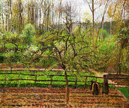 Painting Code#41829-Pissarro, Camille - Spring, Gray Weather, Eragny
