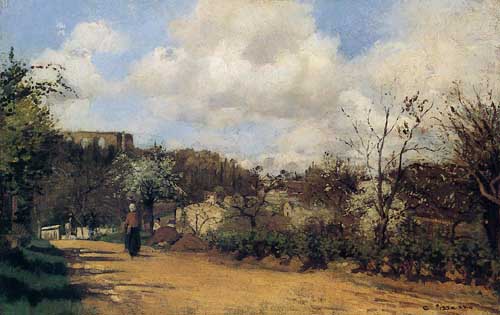 Painting Code#41830-Pissarro, Camille - Springtime in Louveciennes